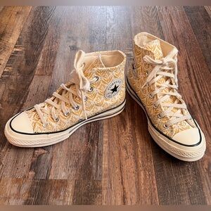 Converse High-Tops with Gold Flower Design